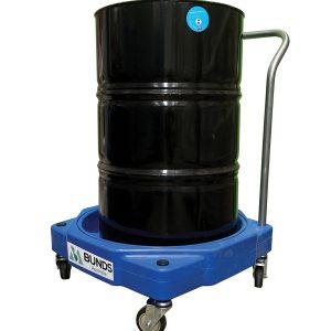 Convenient drum dolly for 1 x 205L drum with handle, perfect for bunded shelving & drum dispensers.