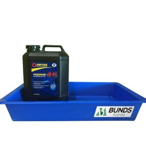 Blue drip tray for small spills and leaks.