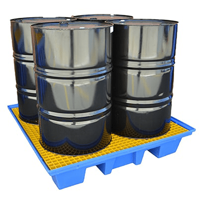 4 Drum polyethylene bunded pallet for effective spill containment