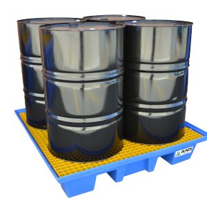 Polyethylene 4 drum bund for containing and storing drums.