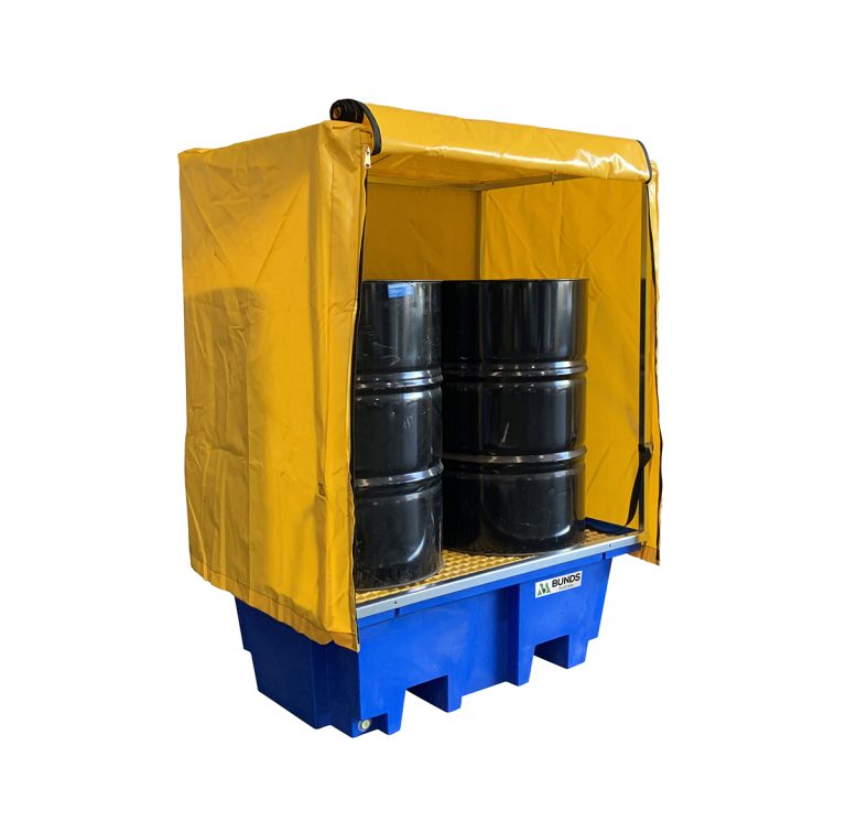 PVC Cover and Galvanised IBC Cage To Suit Poly 2 Drum Bund