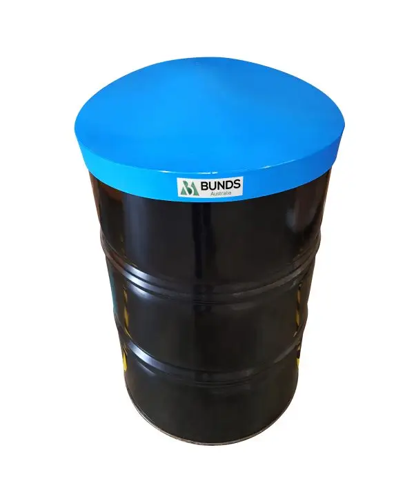 Plastic lid designed for 205L drum, compatible with bunded shelving & drum dispensers.